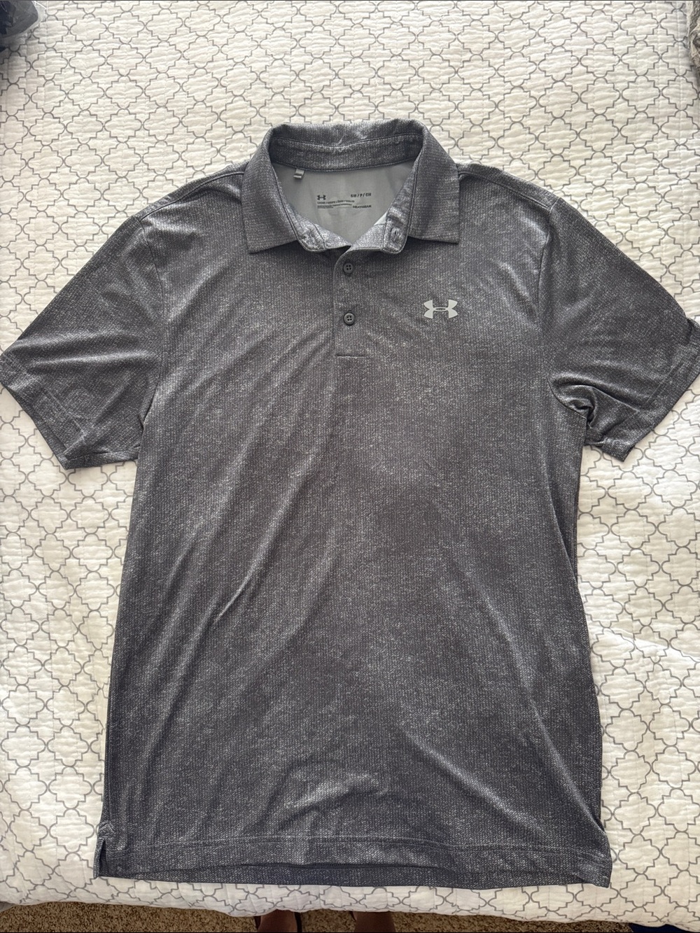 Under Armour Men's Gray Heat Gear Polo Shirt. Sz Small